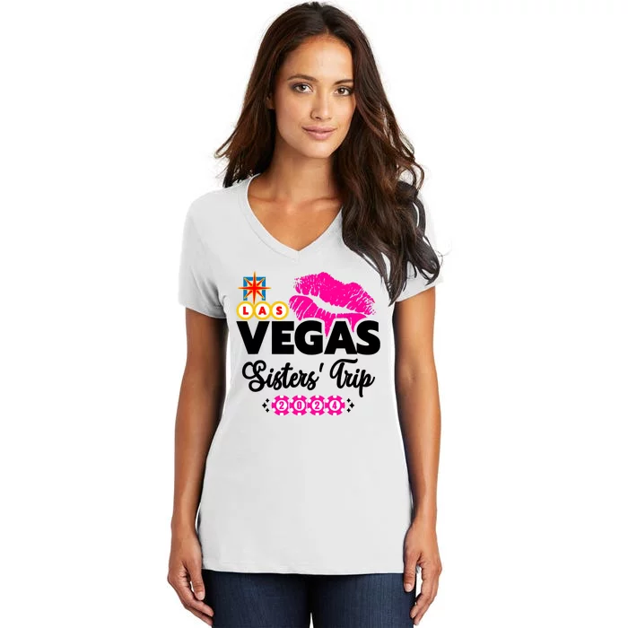 Las Vegas Sisters Trip 2024 Girl Trip Women's V-Neck T-Shirt