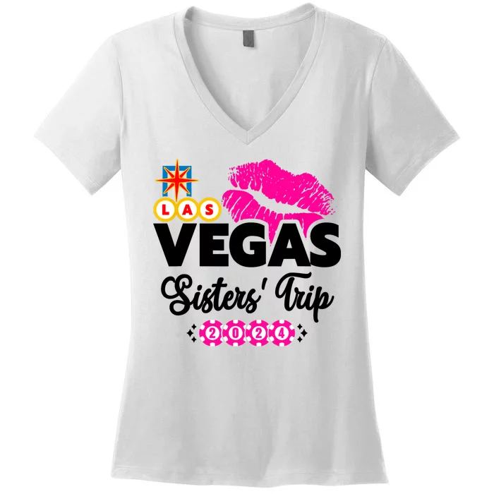 Las Vegas Sisters Trip 2024 Girl Trip Women's V-Neck T-Shirt