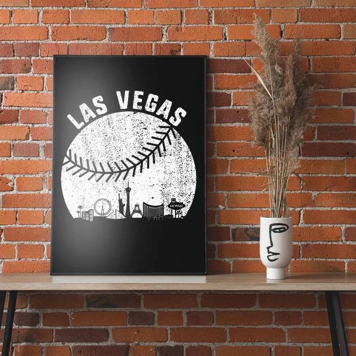 Las Vegas Skyline Baseball Fan Vintage Baseball Las Vegas Poster