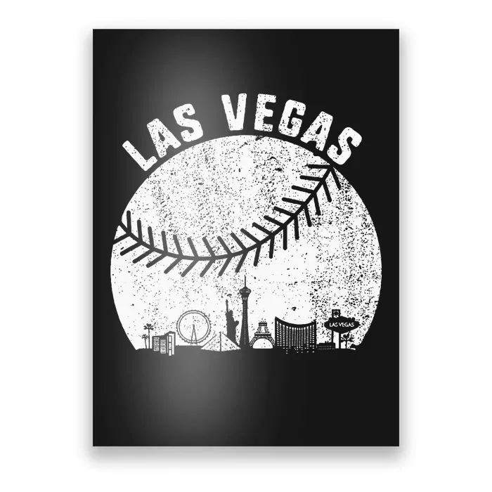 Las Vegas Skyline Baseball Fan Vintage Baseball Las Vegas Poster