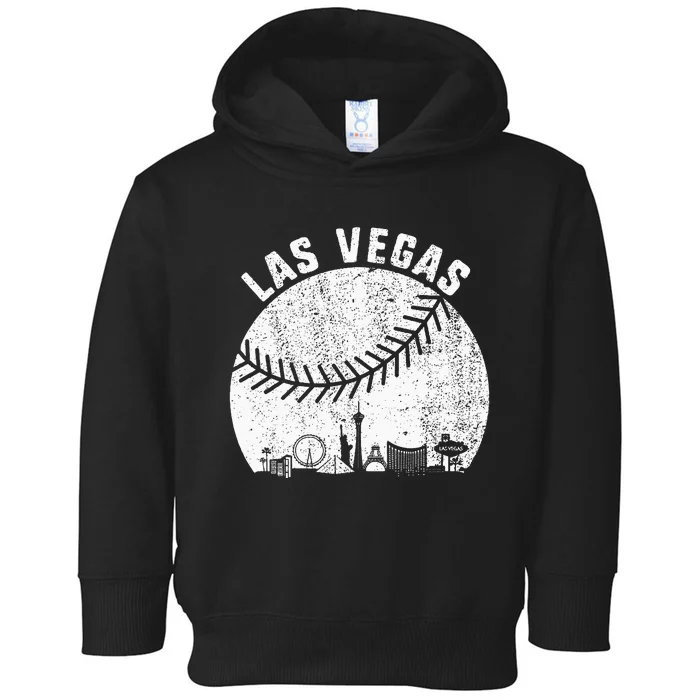 Las Vegas Skyline Baseball Fan Vintage Baseball Las Vegas Toddler Hoodie