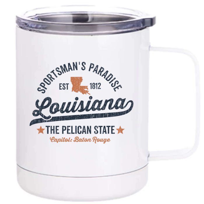 Louisiana Vintage Sports Design Pelican State Usa Rough Front & Back 12oz Stainless Steel Tumbler Cup