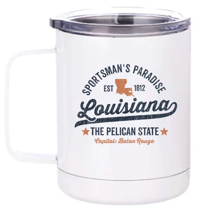 Louisiana Vintage Sports Design Pelican State Usa Rough Front & Back 12oz Stainless Steel Tumbler Cup