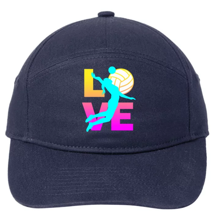 Love Volleyball Teen Gift 7-Panel Snapback Hat