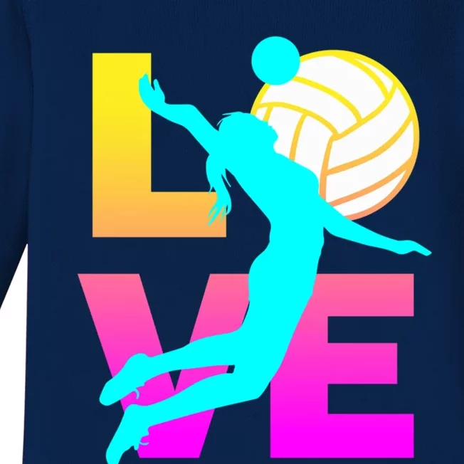 Love Volleyball Teen Gift Baby Long Sleeve Bodysuit