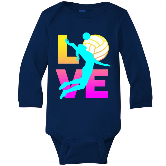 Love Volleyball Teen Gift Baby Long Sleeve Bodysuit