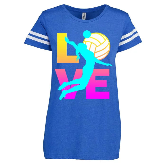 Love Volleyball Teen Gift Enza Ladies Jersey Football T-Shirt