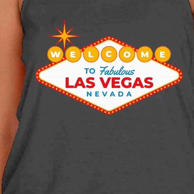 Las Vegas Travel Souvenir Sign Design Vacation Tourist Visit Women's Knotted Racerback Tank