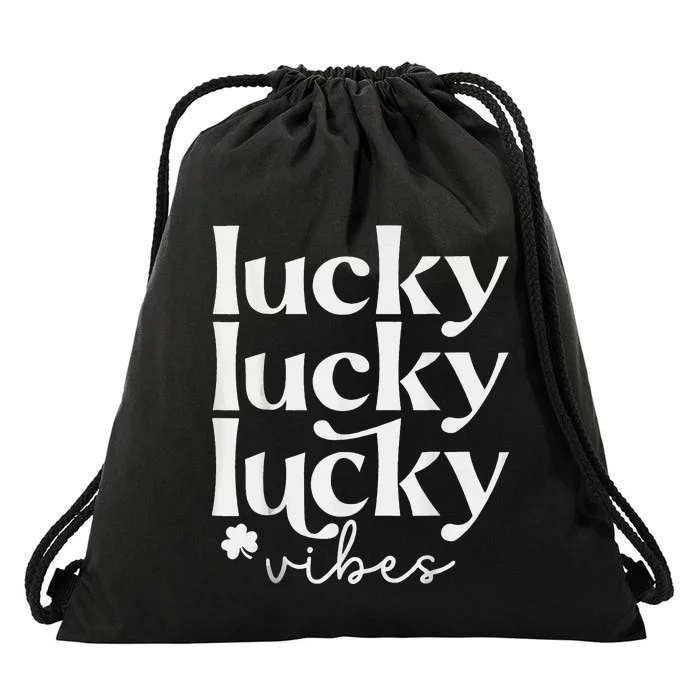 Lucky Vibes Trendy St Patty's Day Irish Saint Patrick Drawstring Bag