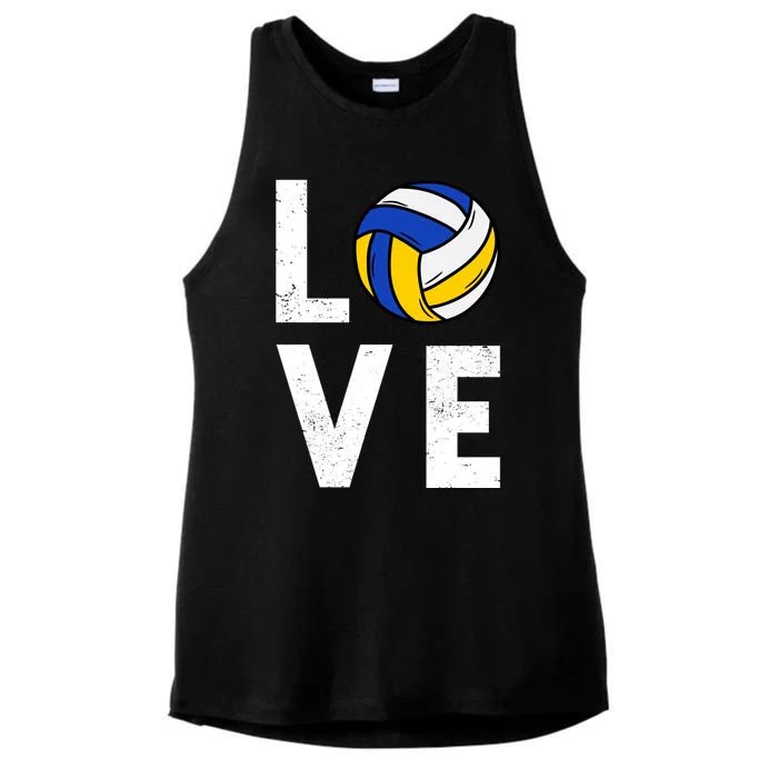 Love Volleyball Team Gift For Lovers Ladies Tri-Blend Wicking Tank