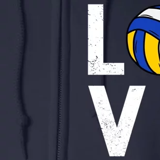 Love Volleyball Team Gift For Lovers Full Zip Hoodie