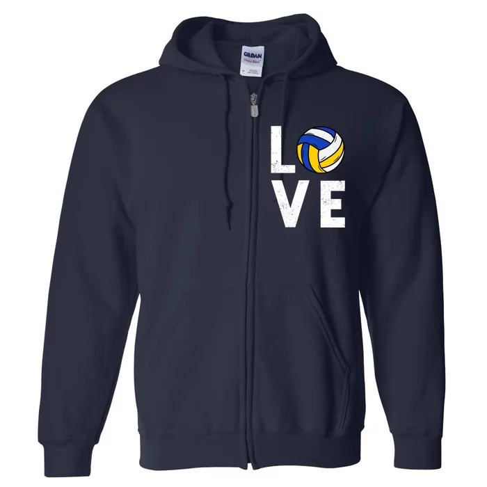 Love Volleyball Team Gift For Lovers Full Zip Hoodie