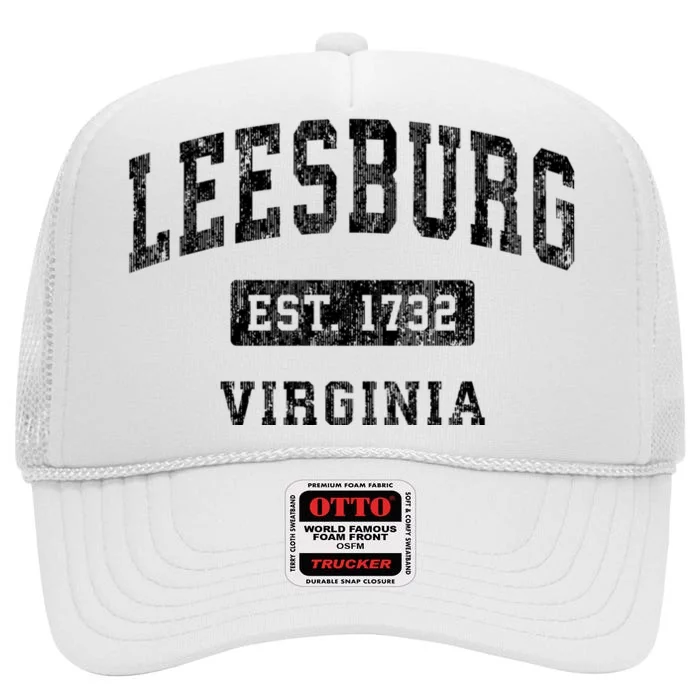 Leesburg Virginia Va Vintage Established Sports Design High Crown Mesh Trucker Hat