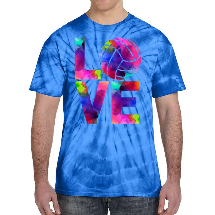 Love Volleyball Watercolor Team Tournat Retro Vibe Cool Gift Tie-Dye T-Shirt