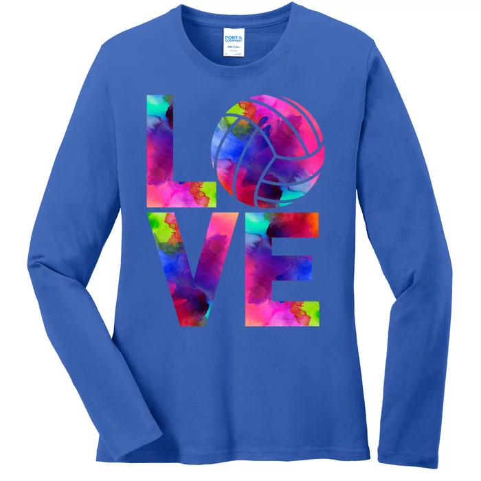 Love Volleyball Watercolor Team Tournat Retro Vibe Cool Gift Ladies Long Sleeve Shirt