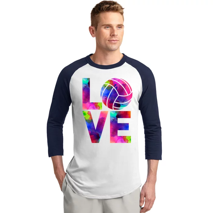 Love Volleyball Watercolor Team Tournat Retro Vibe Cool Gift Baseball Sleeve Shirt