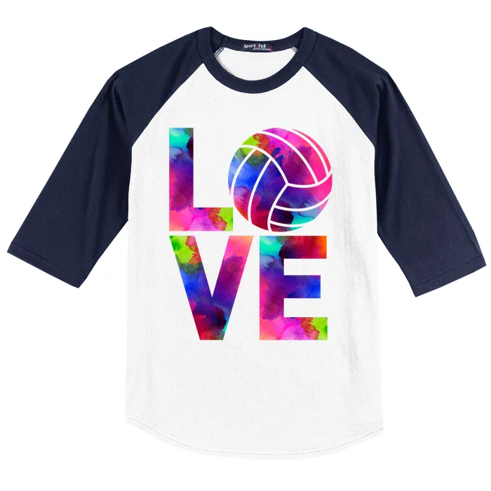 Love Volleyball Watercolor Team Tournat Retro Vibe Cool Gift Baseball Sleeve Shirt