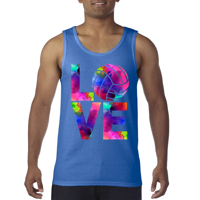 Love Volleyball Watercolor Team Tournat Retro Vibe Gift Tank Top