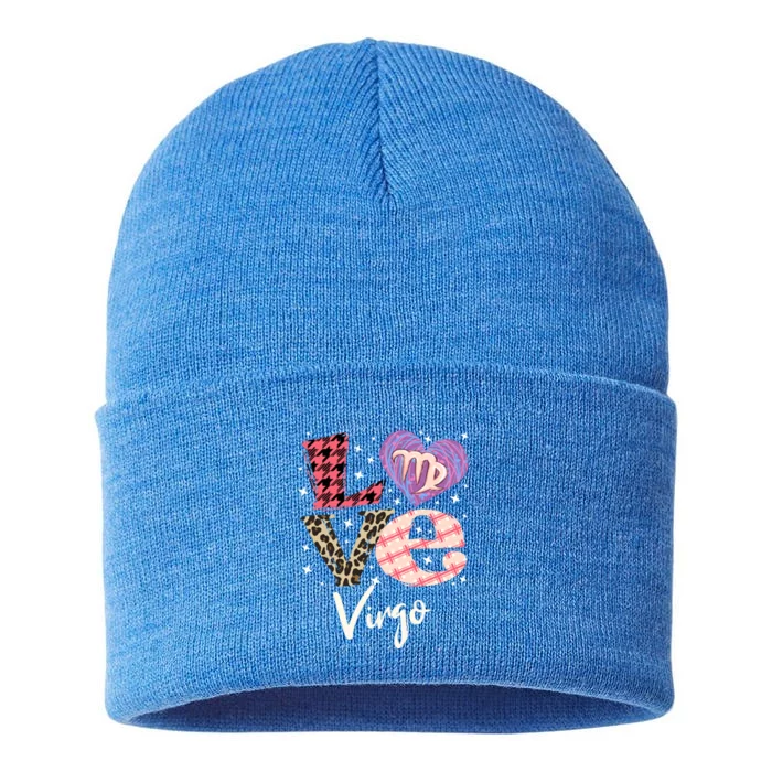 Love Virgo Zodiac Sign And Love Heart Cool Gift Sustainable Knit Beanie