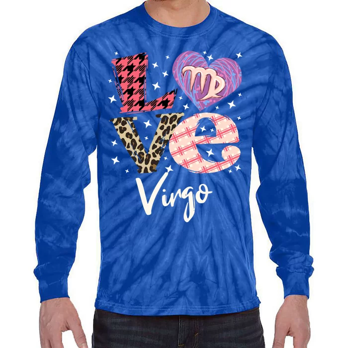 Love Virgo Zodiac Sign And Love Heart Cool Gift Tie-Dye Long Sleeve Shirt