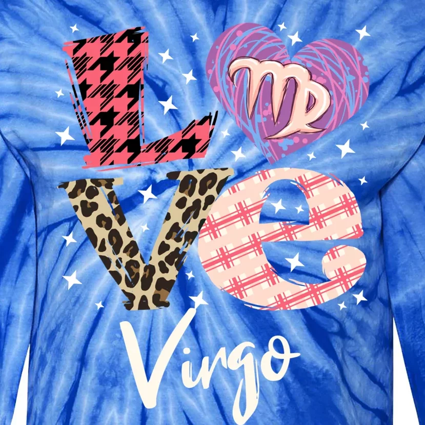 Love Virgo Zodiac Sign And Love Heart Cool Gift Tie-Dye Long Sleeve Shirt