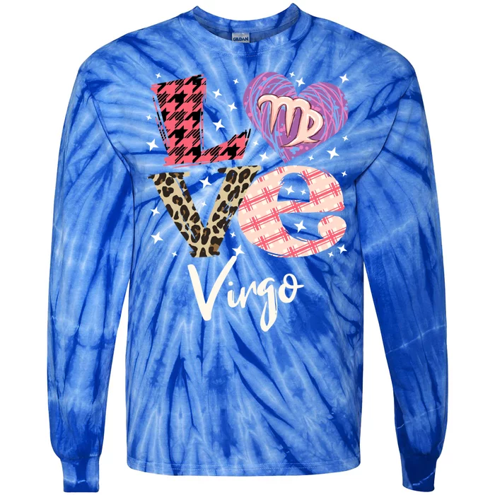 Love Virgo Zodiac Sign And Love Heart Cool Gift Tie-Dye Long Sleeve Shirt