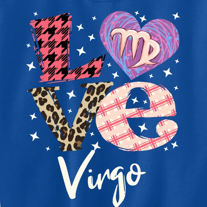 Love Virgo Zodiac Sign And Love Heart Cool Gift Kids Sweatshirt