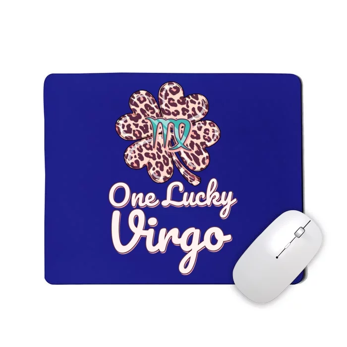 Lucky Virgo Zodiac Sign With Leopard Pattern Shamrock Gift Mousepad