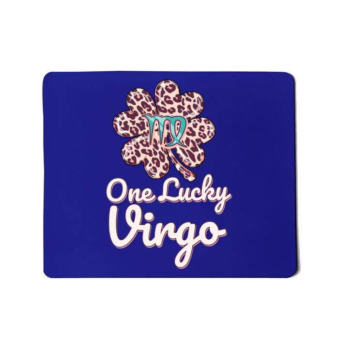 Lucky Virgo Zodiac Sign With Leopard Pattern Shamrock Gift Mousepad