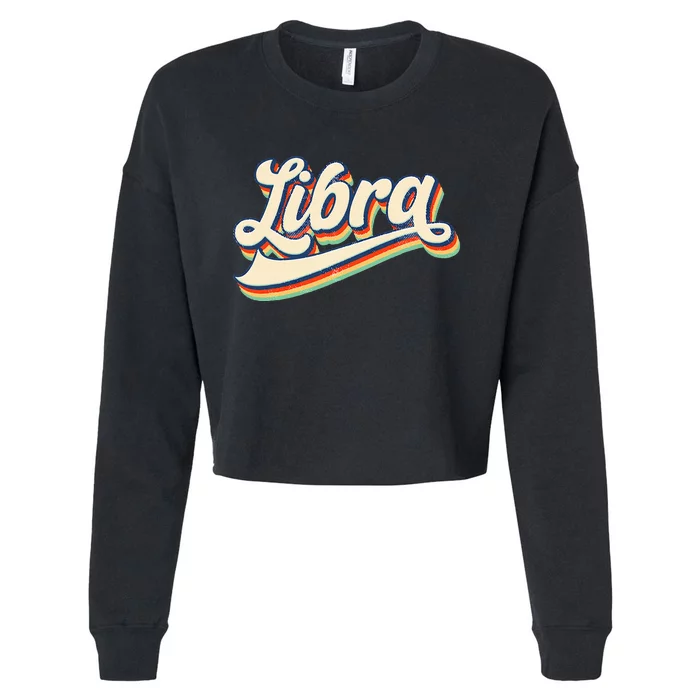 Libra Vintage Zodiac September October Birthday Astrology Cropped Pullover Crew