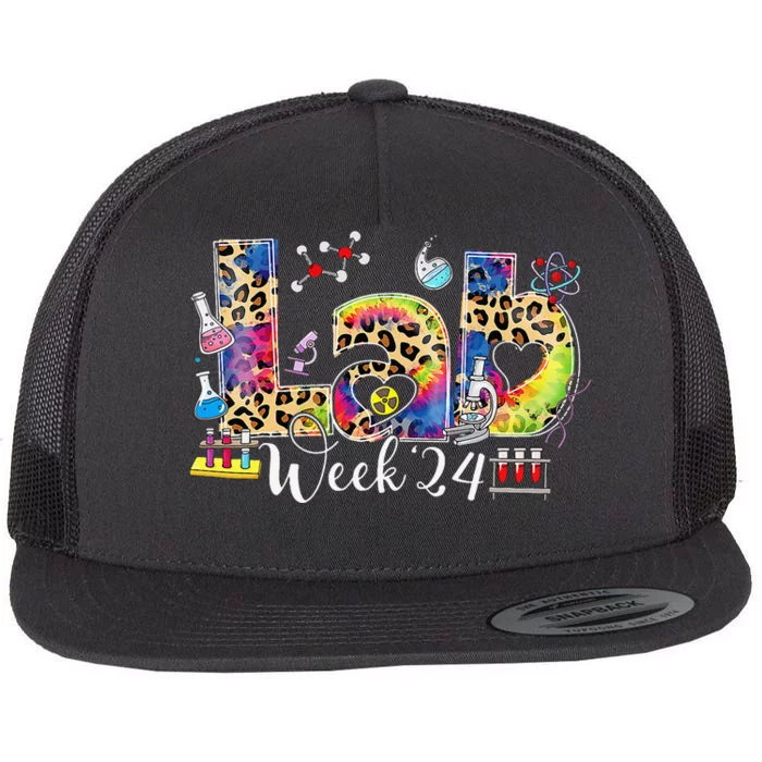 Lab Week 2024 Laboratory Tech Leopard Medical Technician Flat Bill Trucker Hat