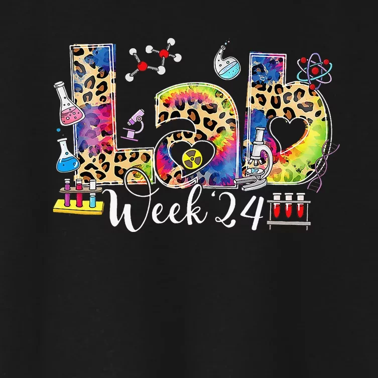 Lab Week 2024 Laboratory Tech Leopard Medical Technician Women's Crop Top Tee