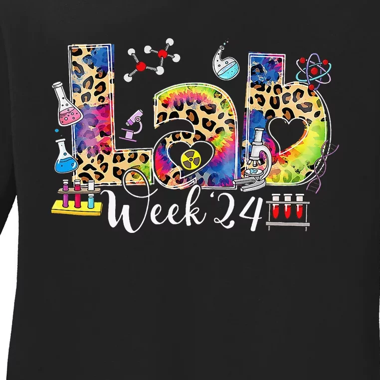 Lab Week 2024 Laboratory Tech Leopard Medical Technician Ladies Long Sleeve Shirt