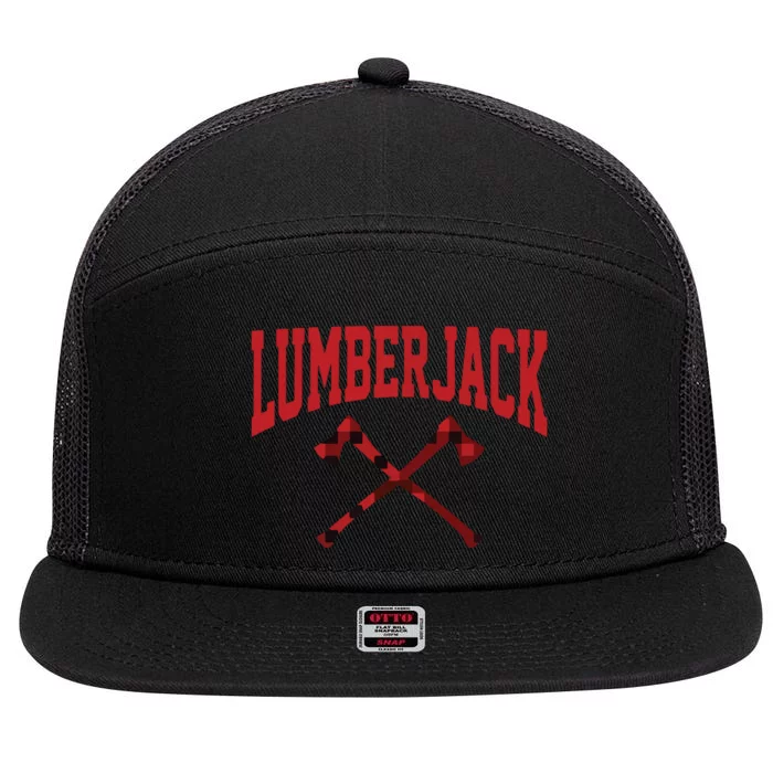 Lumberjack Woodworker Arborist Axe Flannel 7 Panel Mesh Trucker Snapback Hat