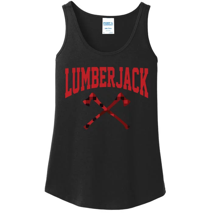 Lumberjack Woodworker Arborist Axe Flannel Ladies Essential Tank