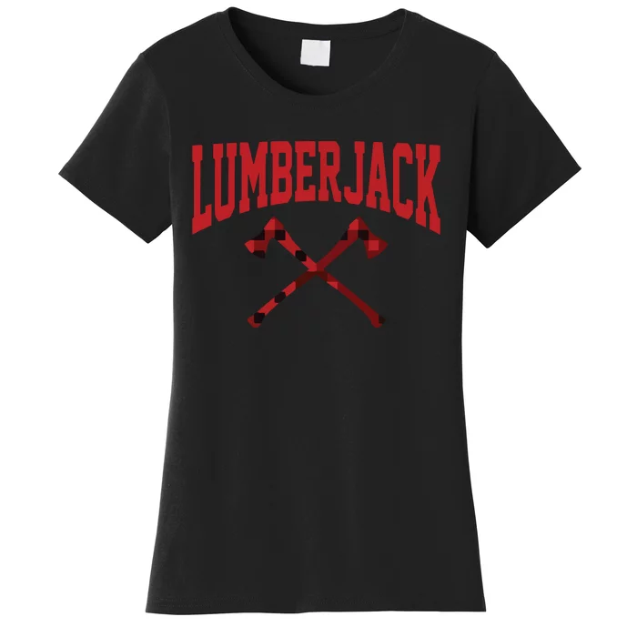 Lumberjack Woodworker Arborist Axe Flannel Women's T-Shirt