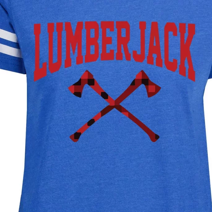 Lumberjack Woodworker Arborist Axe Flannel Enza Ladies Jersey Football T-Shirt