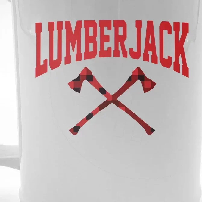 Lumberjack Woodworker Arborist Axe Flannel Front & Back Beer Stein