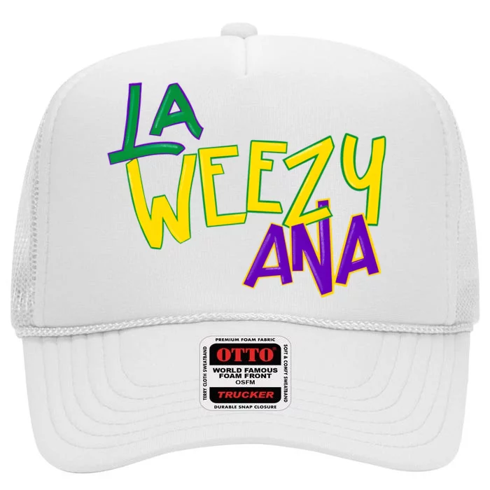 La Weezy Ana Mardi Gras High Crown Mesh Trucker Hat