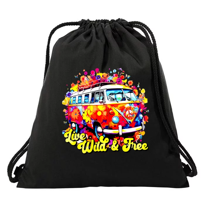 Live Wild And Free Drawstring Bag