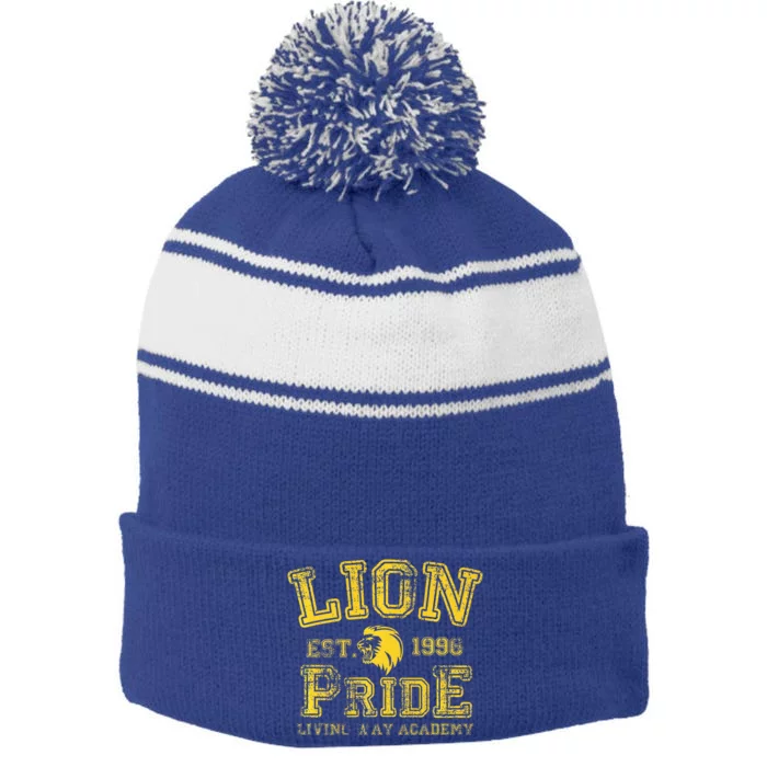 Living Way Academy Lion Pride Stripe Pom Pom Beanie