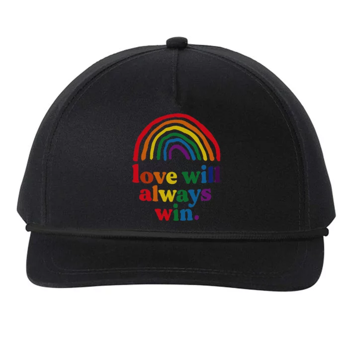 Love Will Always Win Pride Rainbow Child LGBT Quote Fun Snapback Five-Panel Rope Hat