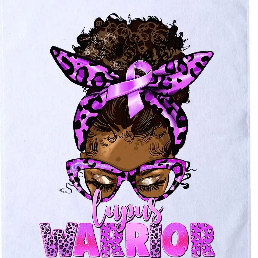 Lupus Warrior Afro Messy Bun Black Women Lupus Awareness Platinum Collection Golf Towel