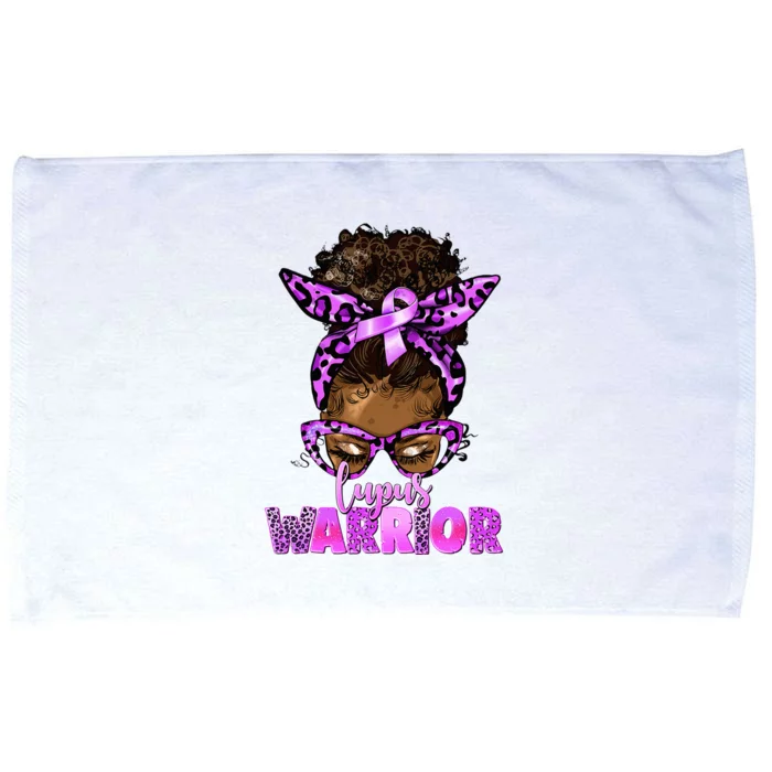 Lupus Warrior Afro Messy Bun Black Women Lupus Awareness Microfiber Hand Towel