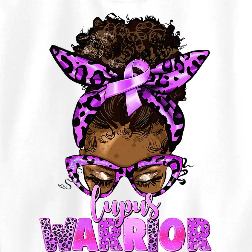 Lupus Warrior Afro Messy Bun Black Women Lupus Awareness Kids Sweatshirt