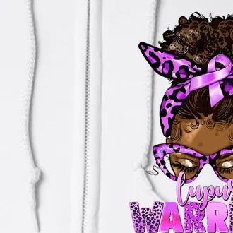 Lupus Warrior Afro Messy Bun Black Women Lupus Awareness Full Zip Hoodie