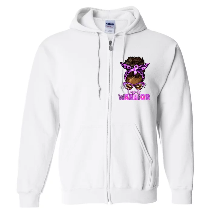 Lupus Warrior Afro Messy Bun Black Women Lupus Awareness Full Zip Hoodie