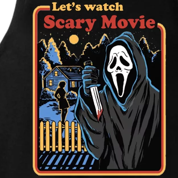 Let's Watch A Scary Movie Funny Halloween Ladies Tri-Blend Wicking Tank