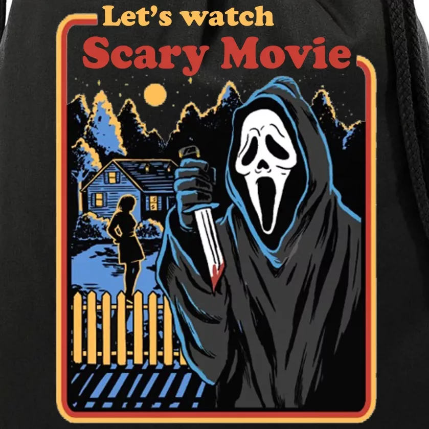 Let's Watch A Scary Movie Funny Halloween Drawstring Bag