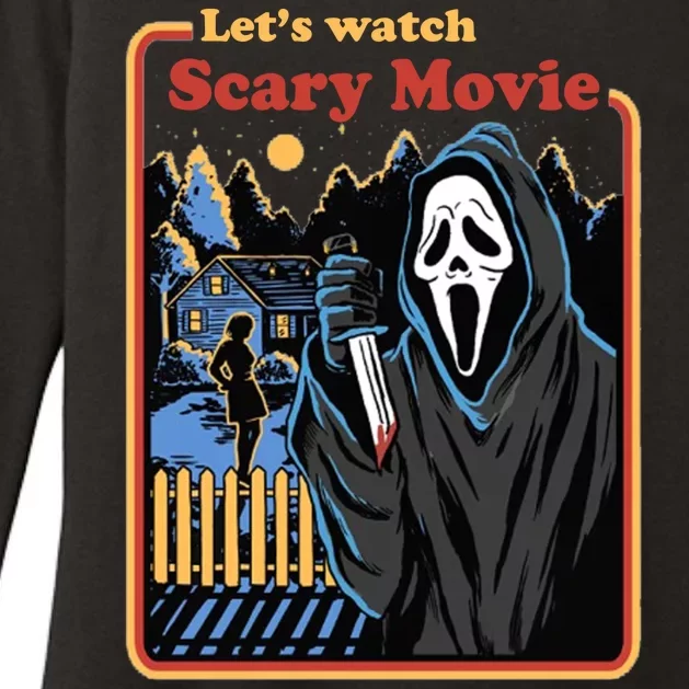 Let's Watch A Scary Movie Funny Halloween Womens CVC Long Sleeve Shirt